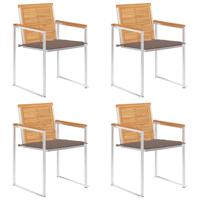 Tuinstoelen 4 st met kussens massief teakhout - thumbnail