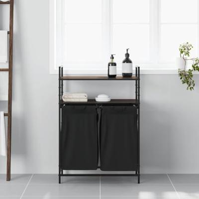 VidaXL Wasmand 2 vakken met planken bruin eikenkleurig VidaXL Wasmand 2 vakken met planken bruin eikenkleurig