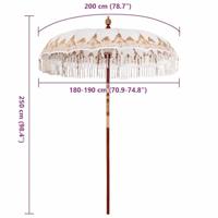 Parasol Crme 180-190 cm Katoenen stoffen & Hout & Bamboe - thumbnail