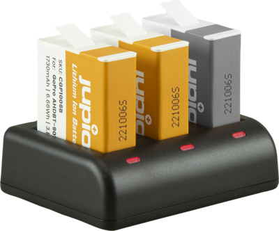 Jupio Value Pack: 2x Enduro Battery GoPro HERO 9/10/11 1730mAh + Compact USB Triple Charger