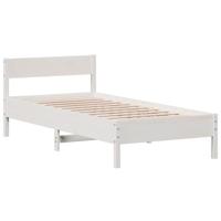 Bedframe zonder matras massief grenenhout wit 140x200 cm - thumbnail
