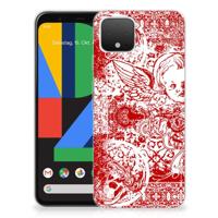 Silicone Back Case Google Pixel 4 Angel Skull Rood - thumbnail
