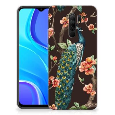 Xiaomi Redmi 9 | TPU Hoesje | Pauw met Bloemen Xiaomi Redmi 9 | TPU Hoesje | Pauw met Bloemen