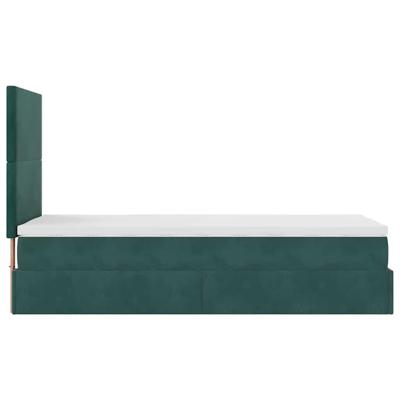 Ottoman bed met matrassen 90x200cm fluweel donkergroen
