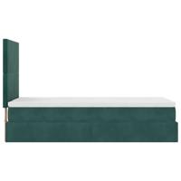 Ottoman bed met matrassen 90x200cm fluweel donkergroen - thumbnail
