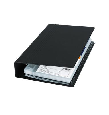 Sigel VZ300 Visitekaart ringboek 200 kaarten (b x h x d) 147 x 265 x 44 mm Zwart (mat) Kunststof