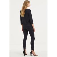 comma casual identity high waist skinny broek donkerblauw/wit - thumbnail