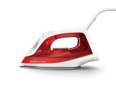 Philips 2000 series DST2010/40 strijkijzer Stoomstrijkijzer Antikleefstrijkzool Rood, Wit - thumbnail