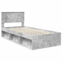 Bedframe met hoofdeinde Beton 90 x 200 cm Massief grenenhout - thumbnail