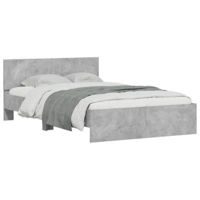 Bedframe met hoofdeinde betongrijs 135x190 cm