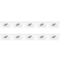 Spot Armatuur 10 Pack - Pragmi Borny Pro - GU10 Inbouwspot - Vierkant - Wit - Aluminium - Kantelbaar - 92mm - thumbnail