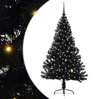 VidaXL Kunstmatig voorverlicht kerstboom met 150 led zwart 150 cm pvc - thumbnail