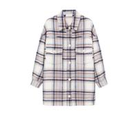 Mango geruit wollen shacket lichtbeige - thumbnail