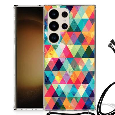 Samsung Galaxy S24 Ultra Doorzichtige Silicone Hoesje Geruit Samsung Galaxy S24 Ultra Doorzichtige Silicone Hoesje Geruit