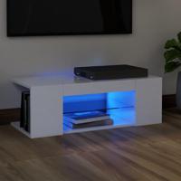 Tv-meubel met LED-verlichting 90x39x30 cm hoogglans wit - thumbnail
