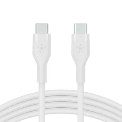 Belkin BoostCharge Flex siliconen USB Type C/C-kabel, USB-IF-gecertificeerde PD-snellaadkabel voor iPhone 16, iPhone 15 Plus/Pro/Pro Max, Samsung Galaxy S24, Pixel, iPad, Nintendo Switch, 3 m , wit