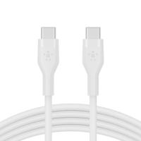 Belkin BoostCharge Flex siliconen USB Type C/C-kabel, USB-IF-gecertificeerde PD-snellaadkabel voor iPhone 16, iPhone 15 Plus/Pro/Pro Max, Samsung Galaxy S24, Pixel, iPad, Nintendo Switch, 3 m , wit - thumbnail