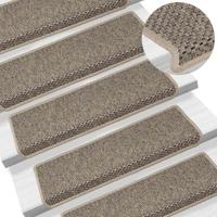 VidaXL Trapmatten zelfklevend 15 st sisal-look 65x21x4 cm donkerbeige - thumbnail