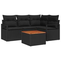 Tuinbankenset met opslag 5 pcs Zwart poly rattan - thumbnail