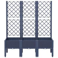 Plantenbak met latwerk 120x40x142 cm polypropeen grijs - thumbnail