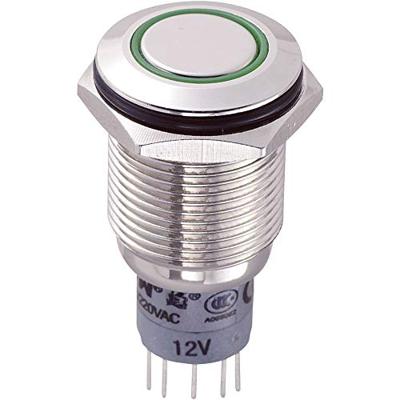 TRU COMPONENTS 701792 LAS2GQF-22E/G/12V/N/P Vandalismebestendige druktoets 250 V/AC 3 A 2x aan/(aan) Moment Groen 1 stuk(s)