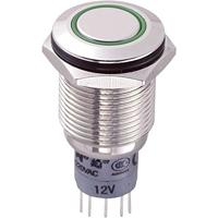 TRU COMPONENTS 701792 LAS2GQF-22E/G/12V/N/P Vandalismebestendige druktoets 250 V/AC 3 A 2x aan/(aan) Moment Groen 1 stuk(s) - thumbnail