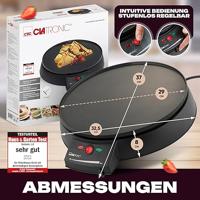 Clatronic CM 3372 Crêpe maker Met handmatige temperatuursinstelling Zwart - thumbnail