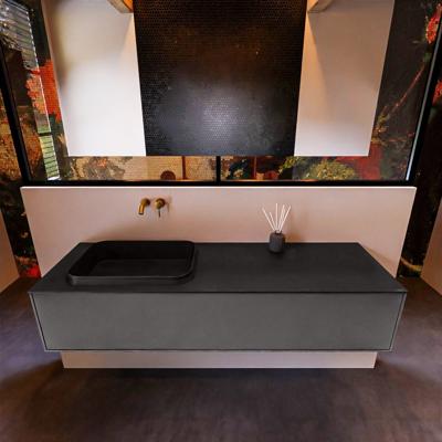 Badkamermeubelset Mondiaz Erin 150 cm met 1 Lade met RIDGE Wastafel Links Urban Zonder Kraangaten Greeploos Mat Dark Grey Badkamermeubelset Mondiaz Erin 150 cm met 1 Lade met RIDGE Wastafel Links Urban Zonder Kraangaten Greeploos Mat Dark Grey