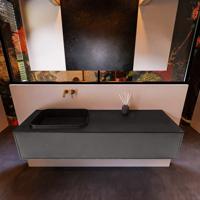 Badkamermeubelset Mondiaz Erin 150 cm met 1 Lade met RIDGE Wastafel Links Urban Zonder Kraangaten Greeploos Mat Dark Grey - thumbnail