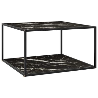 VidaXL Salontafel met zwart marmerglas 90x90x50 cm zwart