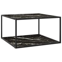 VidaXL Salontafel met zwart marmerglas 90x90x50 cm zwart - thumbnail