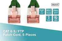 Digitus DK-1644-100-G-5 RJ45 Netwerkkabel, patchkabel CAT 6 S/FTP 10.00 m Groen Folie afscherming, Afscherming totaal, Afgeschermd, Halogeenvrij, Simplex, - thumbnail