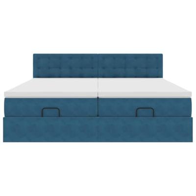 Ottoman bed met matrassen 160x200cm fluweel donkerblauw