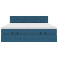 Ottoman bed met matrassen 160x200cm fluweel donkerblauw - thumbnail