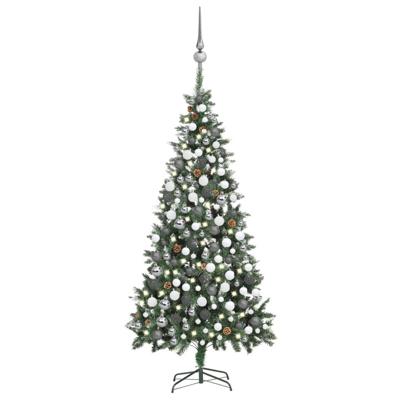 VidaXL Kunstkerstboom met verlichting kerstballen dennenappels 210 cm