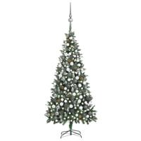 VidaXL Kunstkerstboom met verlichting kerstballen dennenappels 210 cm - thumbnail