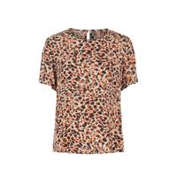 PIECES top met bladprint beige/koraal - thumbnail