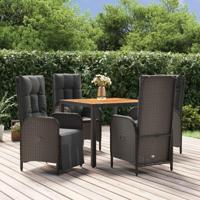 5-delige Tuinset met kussens poly rattan zwart - thumbnail