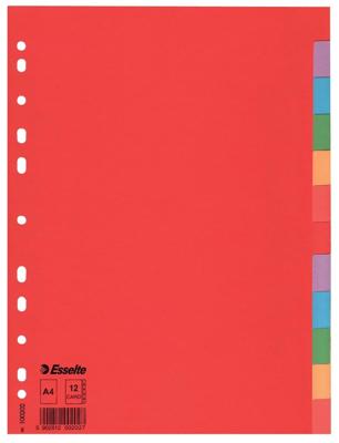 Tabbladen Esselte Economy A4 12-delig karton 11-rings assorti