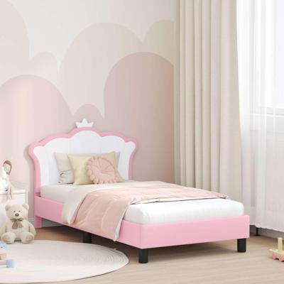 Bedframe voor kinderen met hoofdbord Roze 80 x 160 cm PU Bedframe voor kinderen met hoofdbord Roze 80 x 160 cm PU