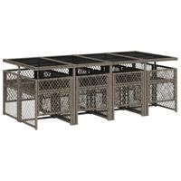 9-delige Tuinset met kussens poly rattan grijs - thumbnail