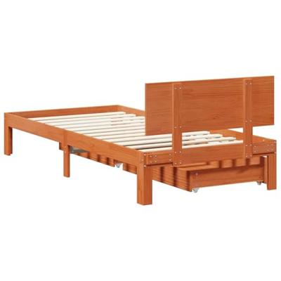 Bedframe met hoofdeinde 3 pcs Wasbruin Massief Vurenhout