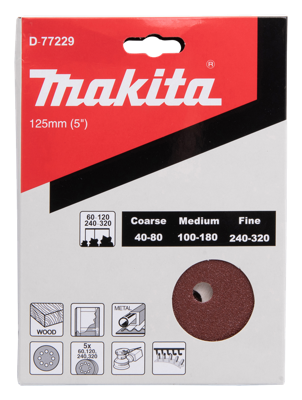 Makita Accessoires Schuurschijf 125mm Red Velcro - D-77229 - D-77229