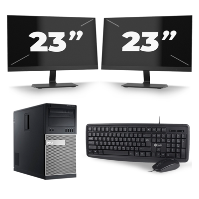 Dell Optiplex 7010 Micro Tower - Intel Core i7-3e Generatie - 16GB RAM - 256GB SSD - Windows 10 + 2x 23 inch Monitor