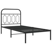 Bedframe met hoofdbord metaal zwart 90x200 cm - thumbnail