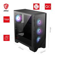 MSI MAG FORGE 321R AIRFLOW computerbehuizing Midi Tower Zwart, Transparant - thumbnail