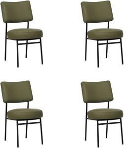 Set van 4 Olijfgroene leren moderne retro eetkamerstoelen Rondo - Toledo Leer Olive (olijfgroen leer) Set van 4 Olijfgroene leren moderne retro eetkamerstoelen Rondo - Toledo Leer Olive (olijfgroen leer)