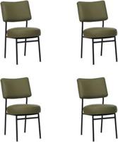 Set van 4 Olijfgroene leren moderne retro eetkamerstoelen Rondo - Toledo Leer Olive (olijfgroen leer) - thumbnail