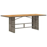 Tuintafel met acaciahouten blad 190x80x75 cm poly rattan grijs - thumbnail