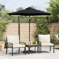 VidaXL Parasol met led's en stalen paal 225x225x212 cm zwart - thumbnail